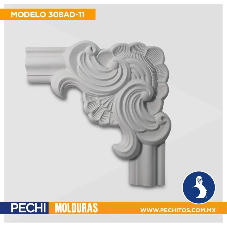 Cornisa de Poliuretano Importada Lisa y Decorada 308AD-11