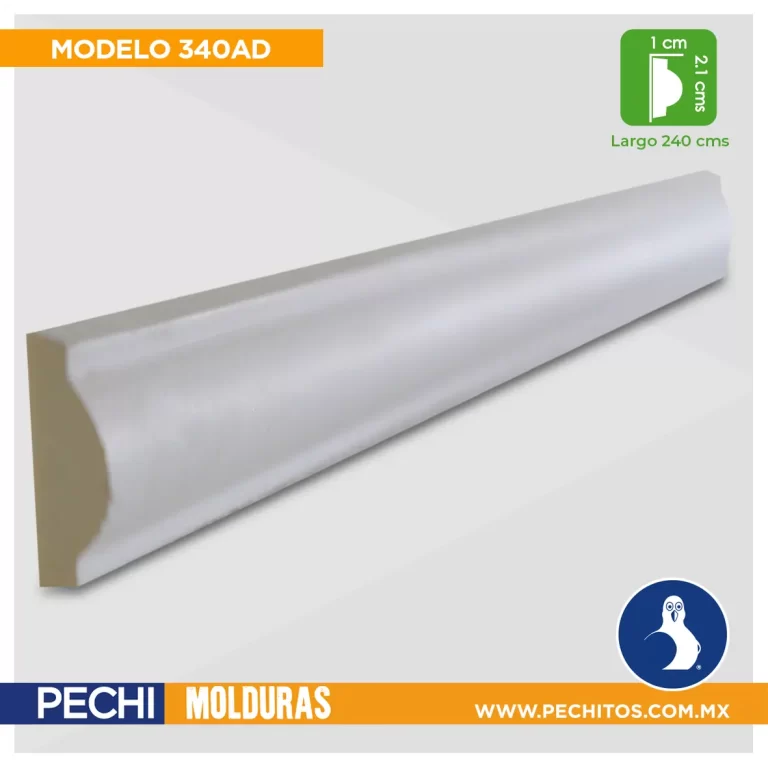 moldura para interior 340AD – Cornisa de Poliuretano Importada Lisa y Decorada