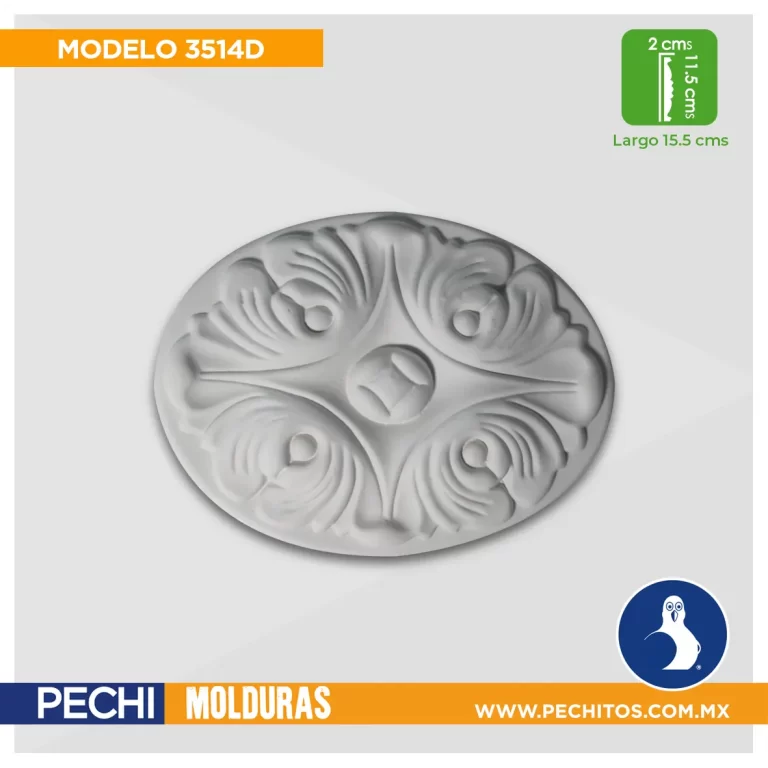 Cornisa de Poliuretano Importada Lisa y Decorada 3514D